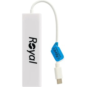تصویر هاب 3 پورت USB2 و مبدل شبکه Royal رابط Type-c هاب 3 پورت USB2 و مبدل شبکه Royal رابط Type-c