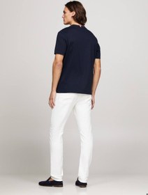 تصویر تی‌شرت یقه گرد با گلدوزی لوگو مردانه - ترکیب پنبه، آبی برند Tommy Hilfiger Men's Logo Embroidery Featuring a Crew Neck T-Shirt - Cotton blend, Blue