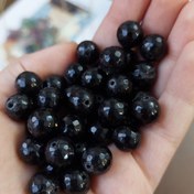 تصویر مهره جید سیاه تراش جواهری سایز ۱۰اصل معدنی 