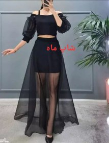 تصویر پیراهن مجلسی زنانه بلند حریر شیشه ای وساتن 