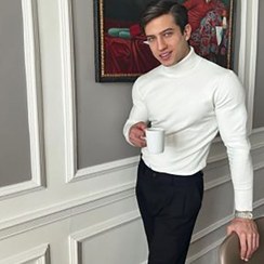 تصویر بافت یقه اسکی مردانه سایز آزاد 