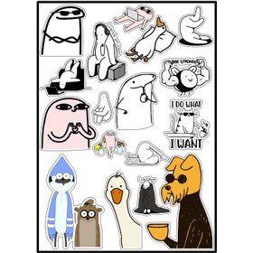 تصویر استیکر لپ تاپ و موبایل استیکریا طرح میم کد MemesSt6002 مجموعه 17 عددی Funny Sticker Pack Code MemesSt6002