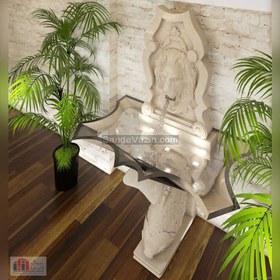 تصویر آبنما سنگی شیر و ماهی 