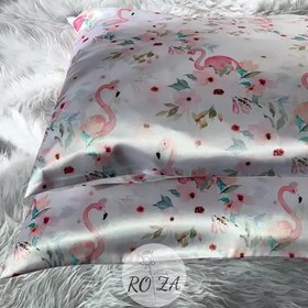 تصویر روبالشی ساتن ابریشم طرح فلامینگو 