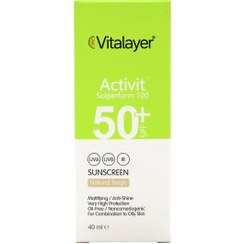 تصویر کرم ضد آفتاب SPF50 پوست چرب اکتی ویت ویتالیر 40 میلی لیتر(بژ طبیعی) Vitalayer SPF50 Activit Sunscreen Cream For Oily Skin 40 ml