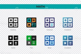 تصویر دانلود نماد ریاضی آرم به سبک های مختلف آیکون های وکتور ریاضی طراحی شده در 