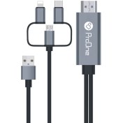 تصویر کابل تبدیل HDMI به USB-C / microUSB / لایتنینگ پرووان مدل PCH70 طول 1.8متر 