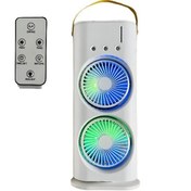 تصویر پنکه شارژی دو فن مه پاش مدل 607 ریموت دار 