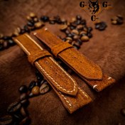 تصویر بند ساعت چهار لایه چرم شتر پتینه - دور دوخت کامل 