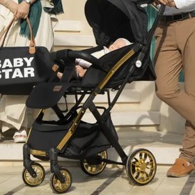 تصویر کالسکه مسافرتی تاشو مدل بیبی فاوی چرخ بزرگ baby 5 برند بی بی استار babystar 