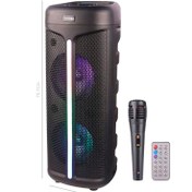 تصویر اسپیکر چمدانی بلوتوثی کیمیسو مدل QS-227 با میکروفون و ریموت کنترل 