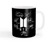 تصویر ماگ لوگوی BTS با امضاه گروه 