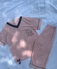 تصویر ست بلوز و شلوارک زنانه خرسی صورتی 