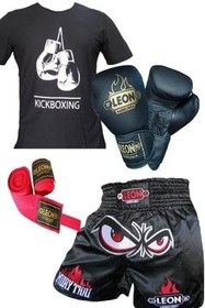 تصویر By Leon 1982 Kick Boxing و Muay Thai Glindia ، Leon No Fear Shorts T Shirt Bandage Set 