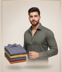 تصویر پیراهن مردانه کتان اسپرت آستین بلند 