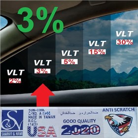 تصویر دودی ضدخش 3% (نسبتا تیره) رول 150 متری سان کول USA Quality 