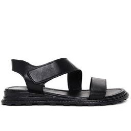 تصویر صندل مشکی زنانه های چرمی باند دستبند سیاه 24SFD350118 Derimod Derimod Female Black Bracele Banded Leather Sandals 24SFD350118