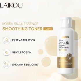 تصویر تونر لیفت و رطوبت رسان پوست عصاره حلزون کره ای لایکو LAIKOU Korea Snail Essence Smoothing Toner