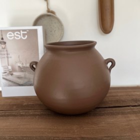 تصویر گلدان سفالی قهوه ایی 