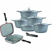 تصویر سرویس پخت و پز 13 پارچه گرانیت نالینو مدل Elita Cooking service with 13 pieces of Nalino granite Elita model