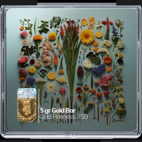 تصویر شمش طلا 18 عیار مدوپد مدل گل کد SG10361 