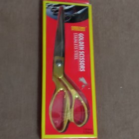 تصویر قیچی خیاطی دسته طلایی طلایی