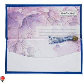 تصویر پاکت پول مجلسی چرم منگوله دار آبی 