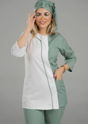 تصویر اسکراب پزشکی زنانه دو رنگ سدری سفید کد ۱۷۶ 