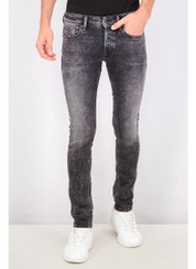 تصویر شلوار جین مشکی مردانه با فیت باریک و بدون کشسانی برند diesel Men Skinny Fit Wash Non Stretchable Denim, Black