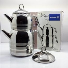 تصویر کتری و قوری کرکماز مدل Mega کد 091 Korkmaz Mega A091 Teapot And Kettle Set