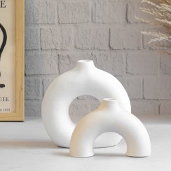 تصویر ست گلدان دونات نیم دونات سفید 