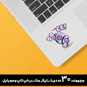 تصویر دفتر یادداشت گیم مون طرح بی تی اس BT21 کد 10111587 به همراه استیکر لپ تاپ مجموعه 30 عددی 