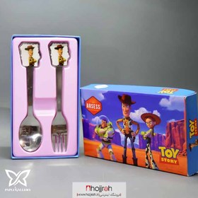 تصویر قاشق و چنگال کودک طرح داستان اسباب بازی ها TOY STORY کد P45 