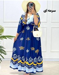 تصویر پیراهن بلند چپ و راستی گل رز زنانه فری سایز | سبک، خنک و راحت پیراهن بلند چپ و راستی گل رز زنانه فری سایز | سبک، خنک و راحت