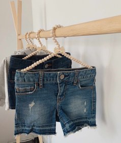 تصویر شلوارک جین بچگانه دخترانه خارجی برند GapKids1969 کشور VIETNAM - دور کمر ۶۰ سانت، قد ۲۳ سانت Children's denim shorts for foreign girls, brand GapKids1969, VIETNAM