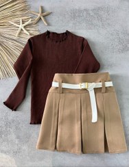 تصویر ست بلوز ریلی پنبه‌ای و دامن مازراتی دخترانه 