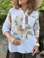 تصویر بلوز لینن ایتالیایی طرح فلوریا 