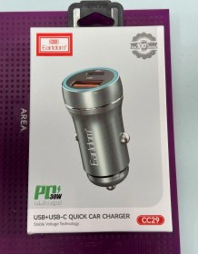 تصویر شارژر فندکی 30 وات EARLDOM مدل CC29 EARLDOM 30W Cigarette Lighter Charger Model CC29