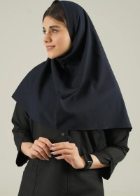 تصویر مقنعه نخی سرمه ای 