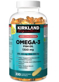 تصویر قرص سوپر کنسانتره روغن ماهی امگا 3 کرکلند 1200mg (330 عددی) Kirkland Omega-3 omega-3 fish oil kirkland 1200mg