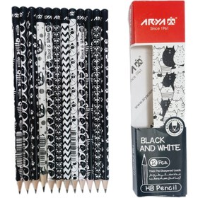 تصویر مداد مشکی طرح‌دار ۱۲ عددی آریا 