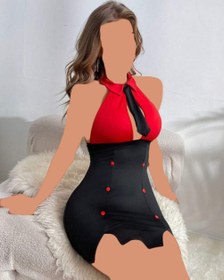 تصویر ست کاستوم فانتزی منشی با کروات زنانه کد 2101 فری سایز 40 تا 44 فوق‌العاده خاص و تک Women's lingerie