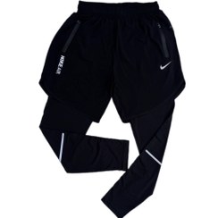 تصویر شلوارک لگدار نایک مردانه - مشکی / 3XL 