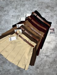 تصویر دامن پلیسه مادام کد 61206 با کمربند 