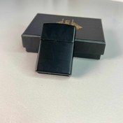 تصویر فندک طرح زیپو ساده مشکی براق - مشکی 