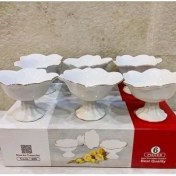 تصویر بستنی خوری لمون چینی طرح رز لب طلا 