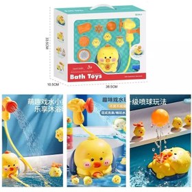 تصویر دوش حمام نوزاد 10 تکه طرح جوجه دوش شارژی نوزاد با وسایل حمام