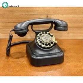 تصویر تلفن رومیزی کلاسیک | رنگ مشکی شماره گیری چرخشی | مدل 1928 