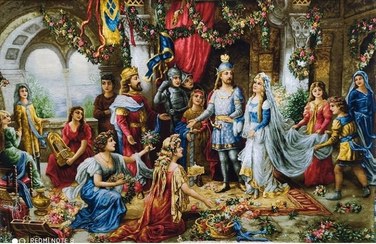 تصویر تابلو فرش برجسته دستبافت ابریشمی طرح تاج گذاری کد 10892 