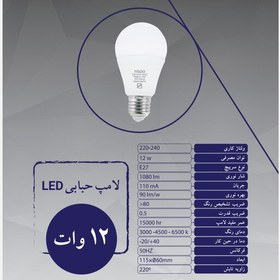 تصویر لامپ حبابی 12 وات تی سو 